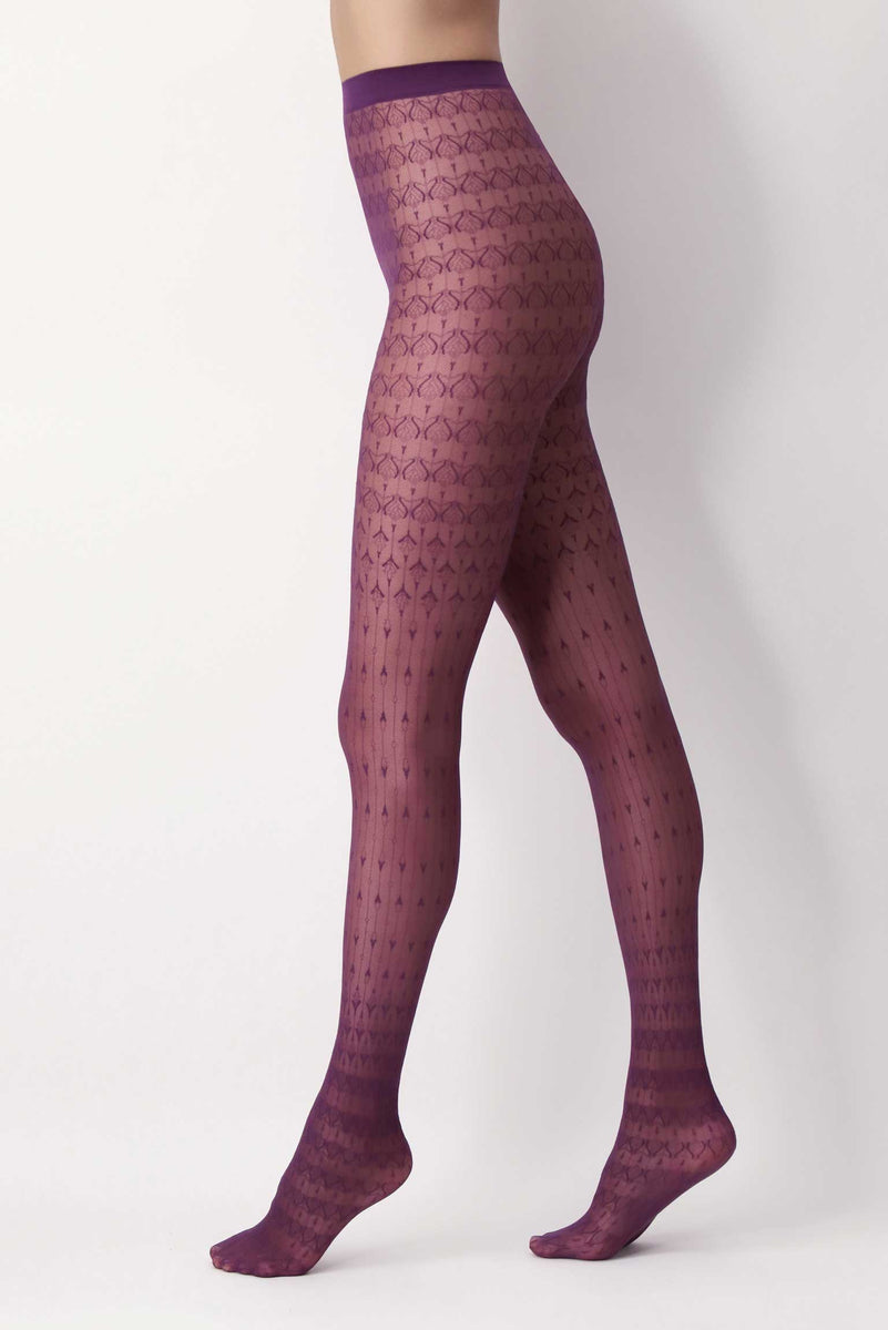 Oroblu Flower Eden Rose Bordeaux Red Sheer Tights – Italian Tights