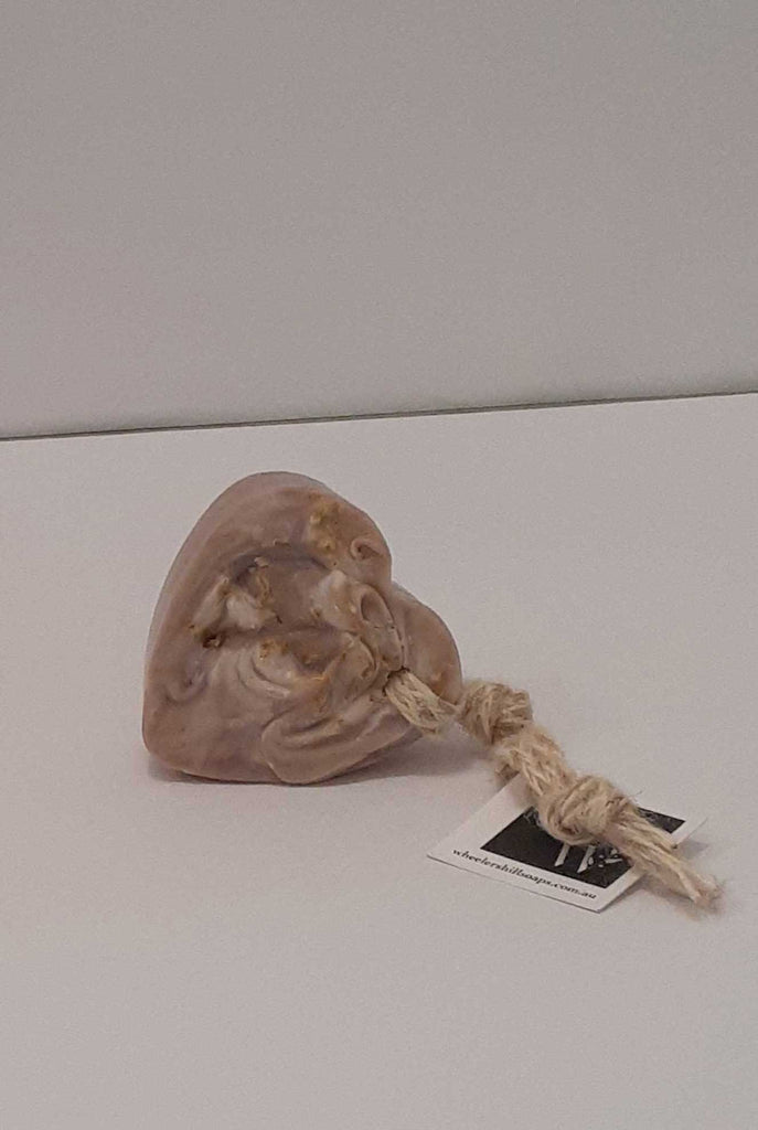 Heart shaped soap with rope.