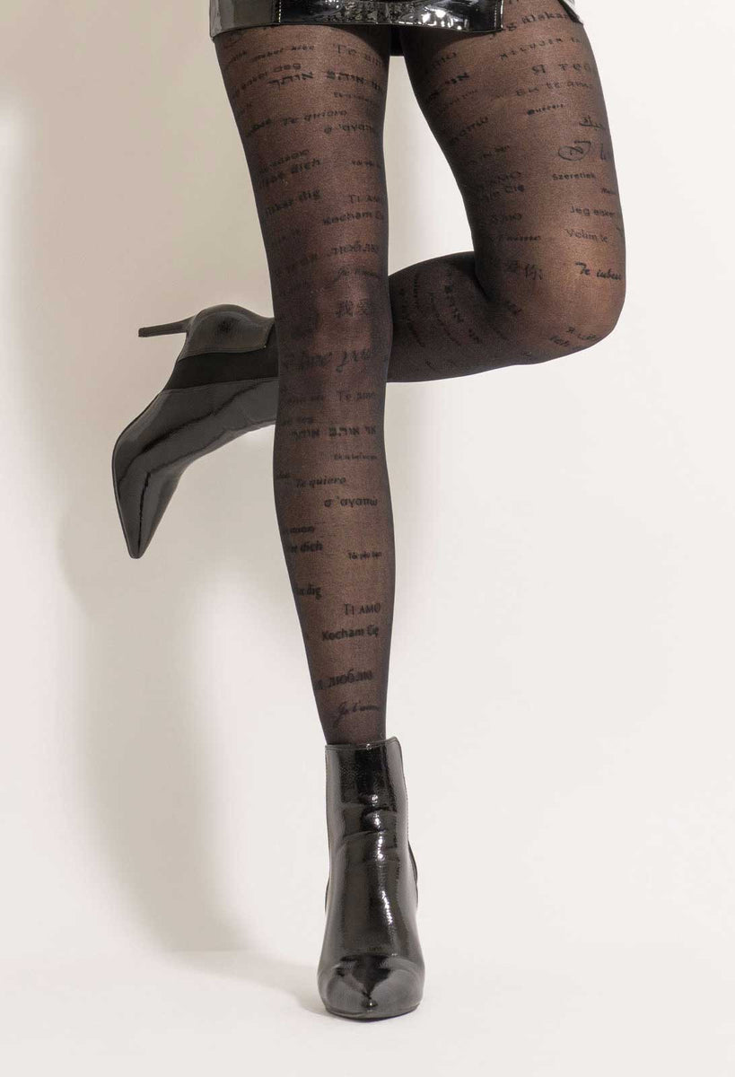 Donna BC Sheer Love Script Darling Patterned Tights – Italian Tights
