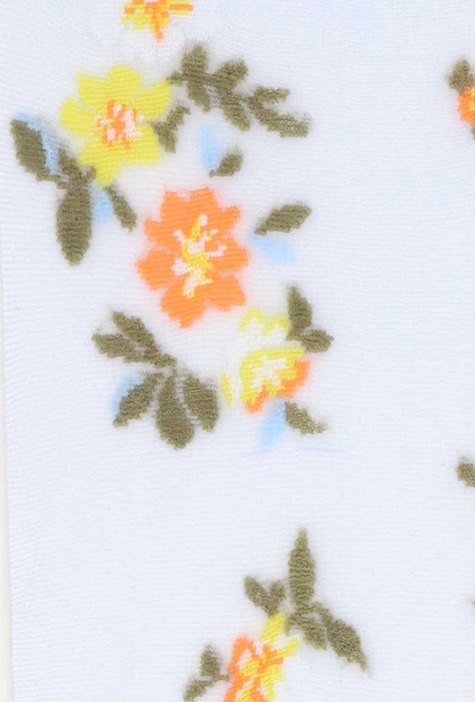 Colour/pattern sample floral, light blue flowers, Oroblu Floral Embroidery tights.