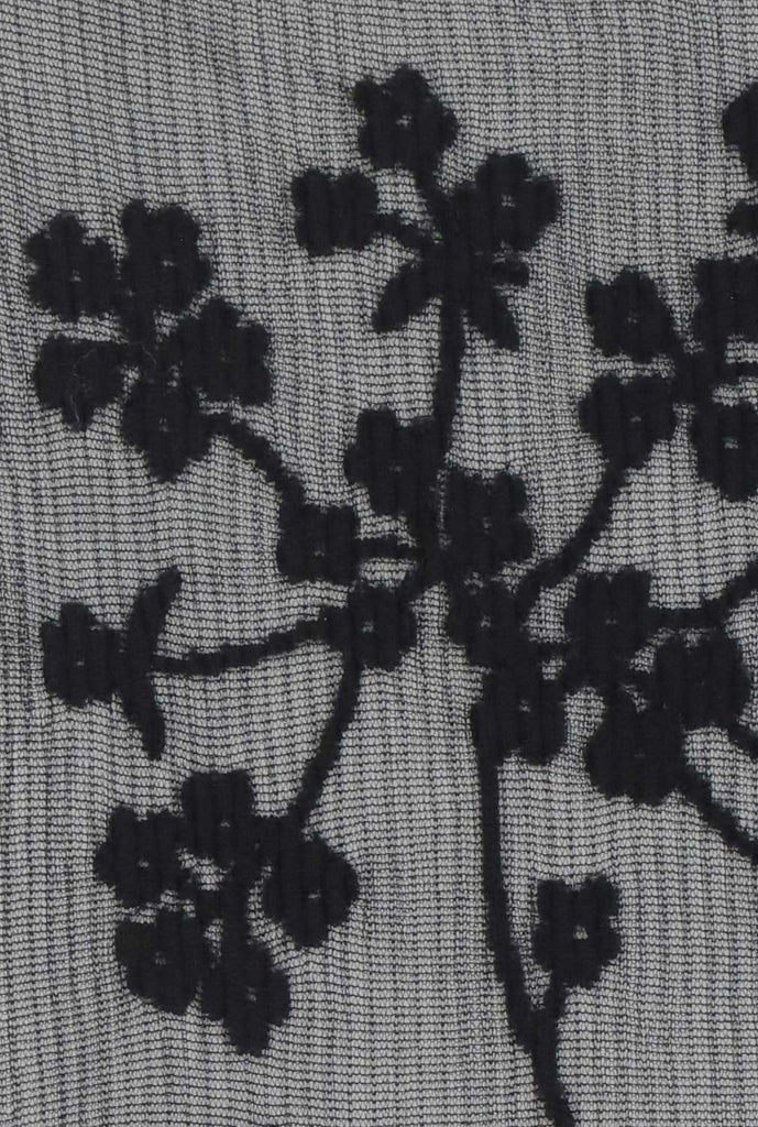 Colour/pattern sample, black floral, Oroblu, Spring Flower socks.