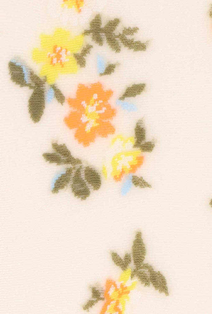 Colour/pattern sample floral, beige flowers, Oroblu Floral Embroidery tights.