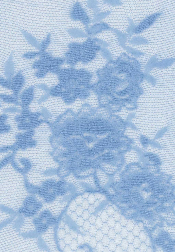 Colour/pattern sample, light blue floral, Oroblu, Lace Like Flower tights.