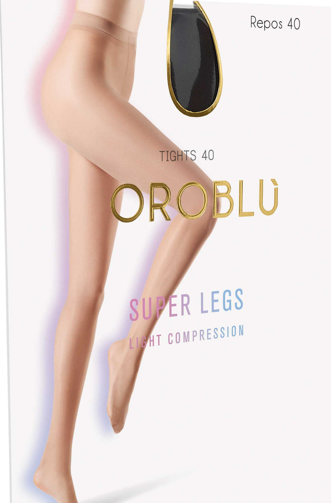 Front view of oroblu Repos 40 tights packet.