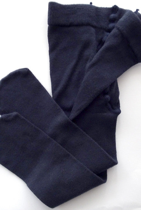 Folded baby navy blue cotton tights available in Australia.
