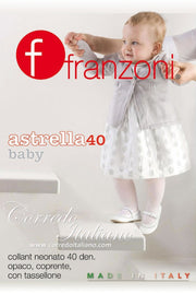 Packaging for Franzoni Baby tights.