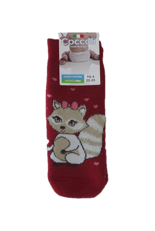Coccoli red slipper squirrel socks for kids.