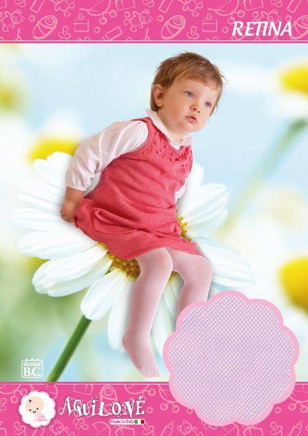 Poster displaying baby girl perched on a large daisy in a dress and tights.