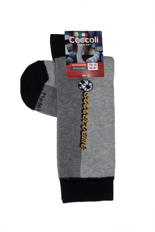 Boys grey Coccoli soccer fashion socks.