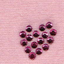 Colour sample rose pink with dark pink rhinestone heart on Franzoni Viola Del Pensiero tights