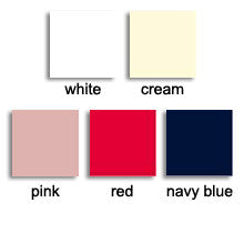 Colour chart of cream, white, rose pink, red and navy blue of cotton baby tights.