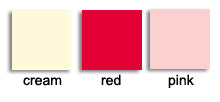 Cream, red and pink colour chart for Franzoni girls lace footless tights.