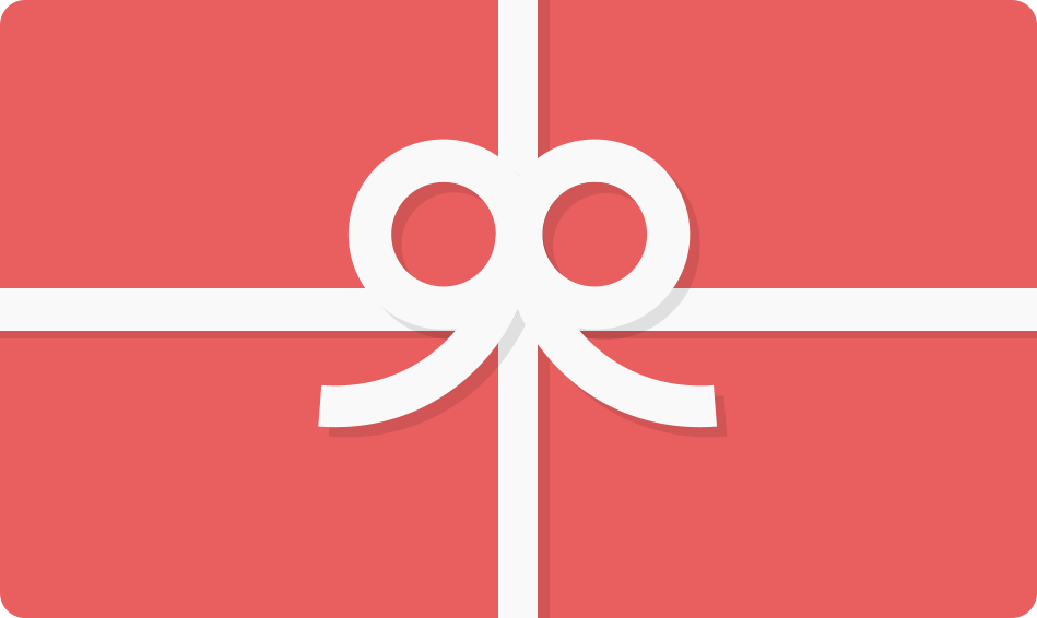 Red gift card with white bow.