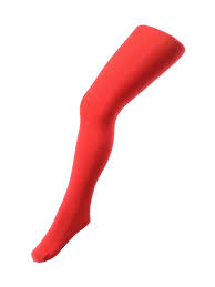 Single leg manequin displaying red microfiber girls' tights .