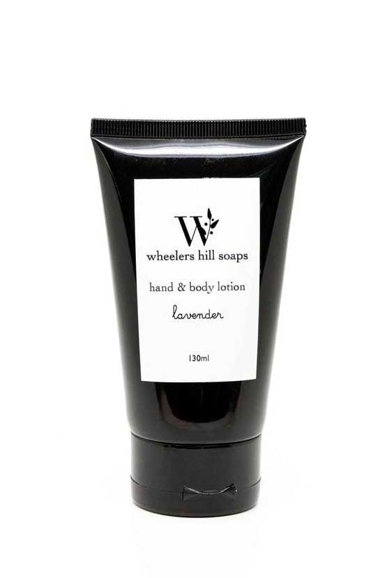Black tube of lavender hand & body lotion by Wheeler's Hill Soaps.