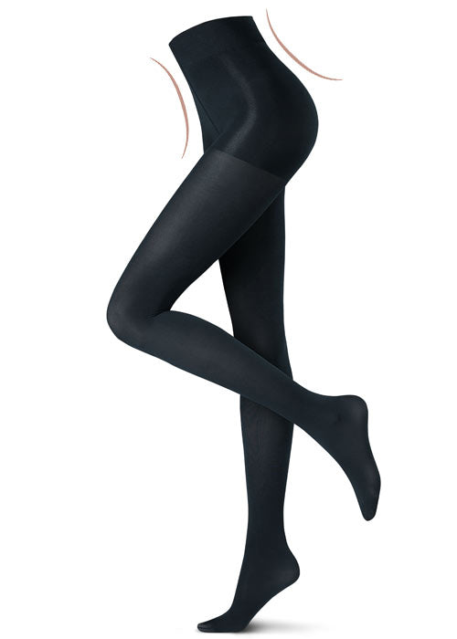 Womens legs in black shape and support tights.