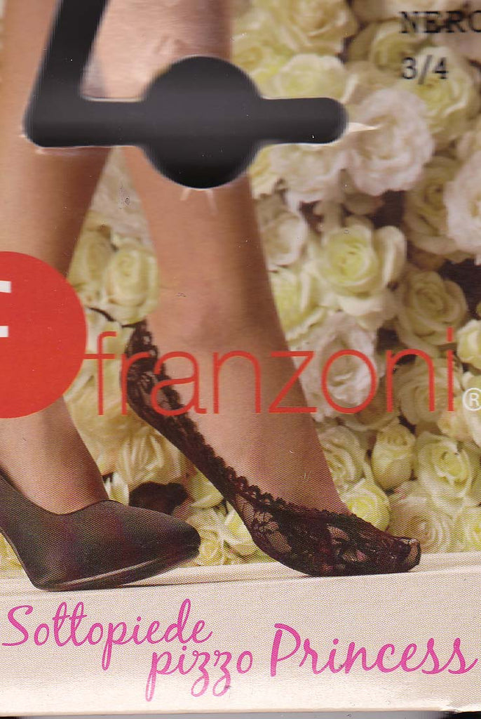 Packaging displaying Franzoni black lace insoles.