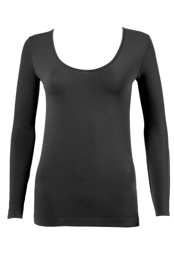 Black long sleeved micro modal tee by Oroblu available in Australia.