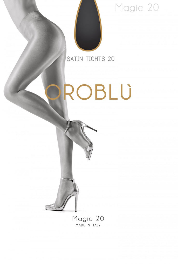 Oroblu packaging for magie 20 satin tights.
