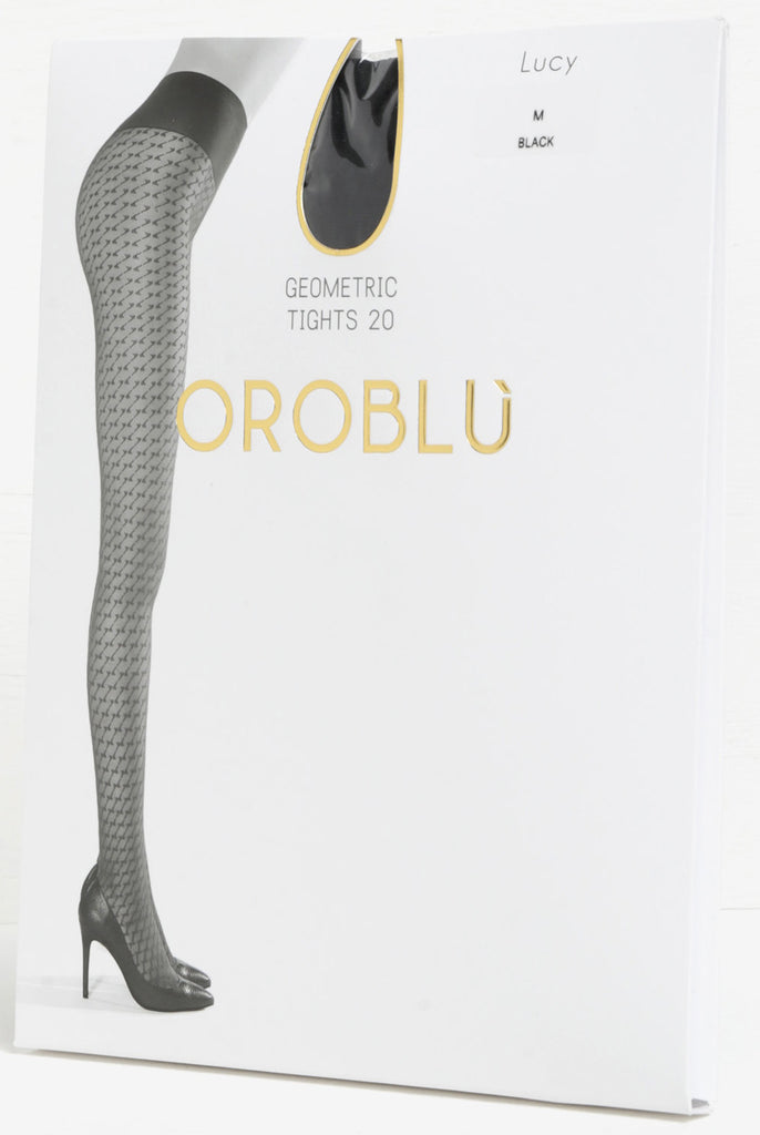 White packet of Oroblu hosiery featuring Lucy tights.